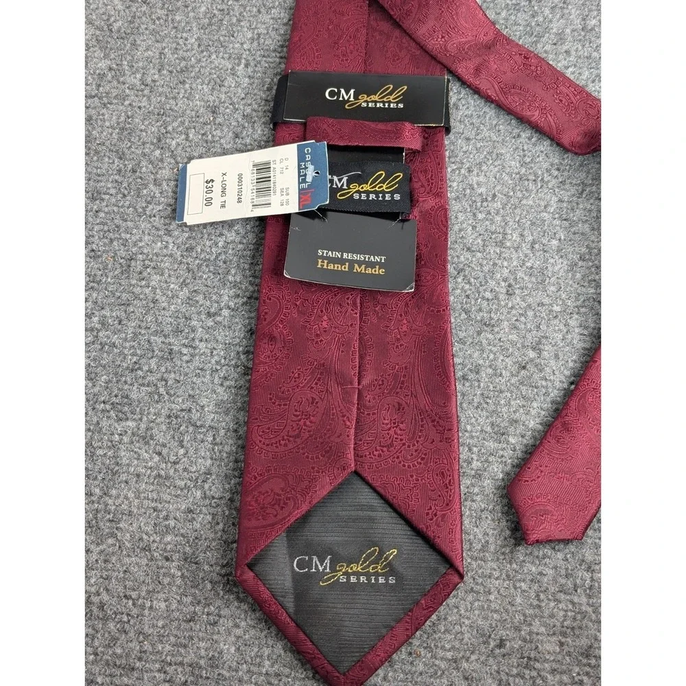 NWT Casual Male‎ Gold Series Silk Tie Burgundy Paisley Necktie Long 61